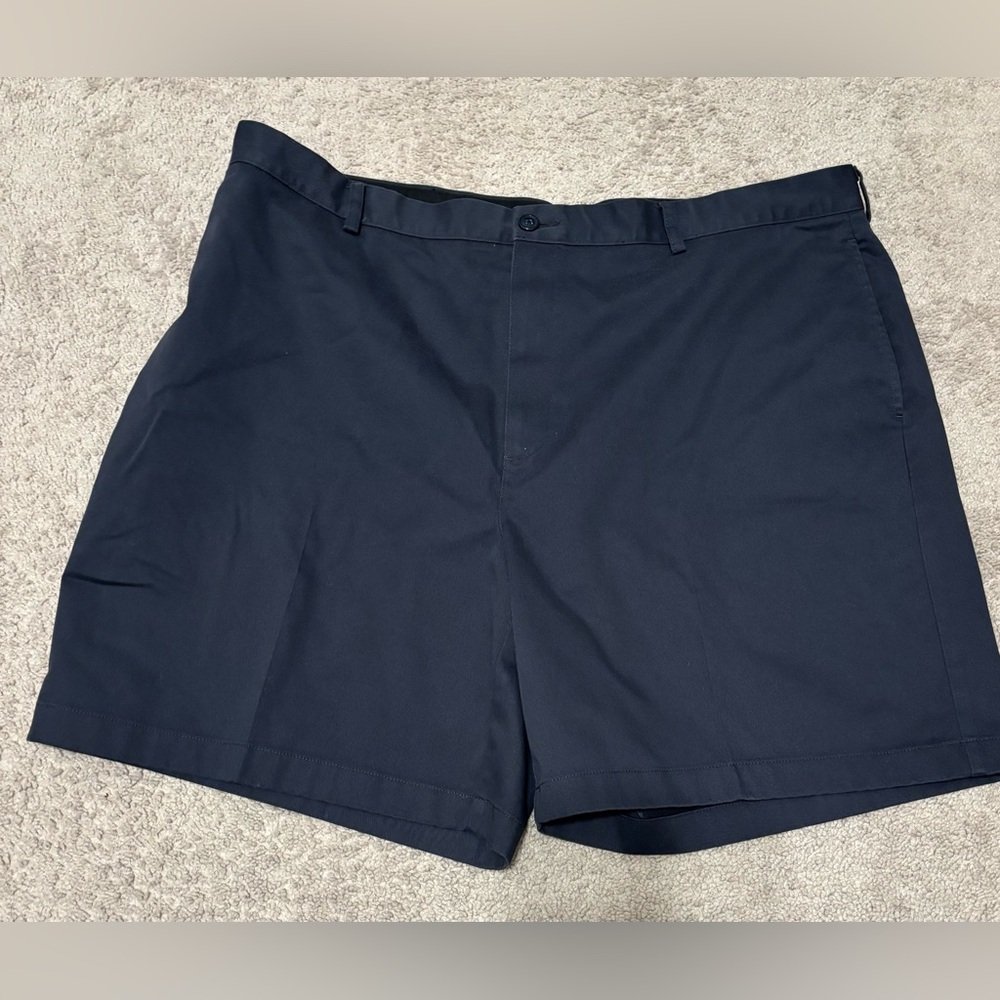 LL Bean Men Blue Chino Flat Front‎ Natural Fit Wrinkle Free Shorts 44